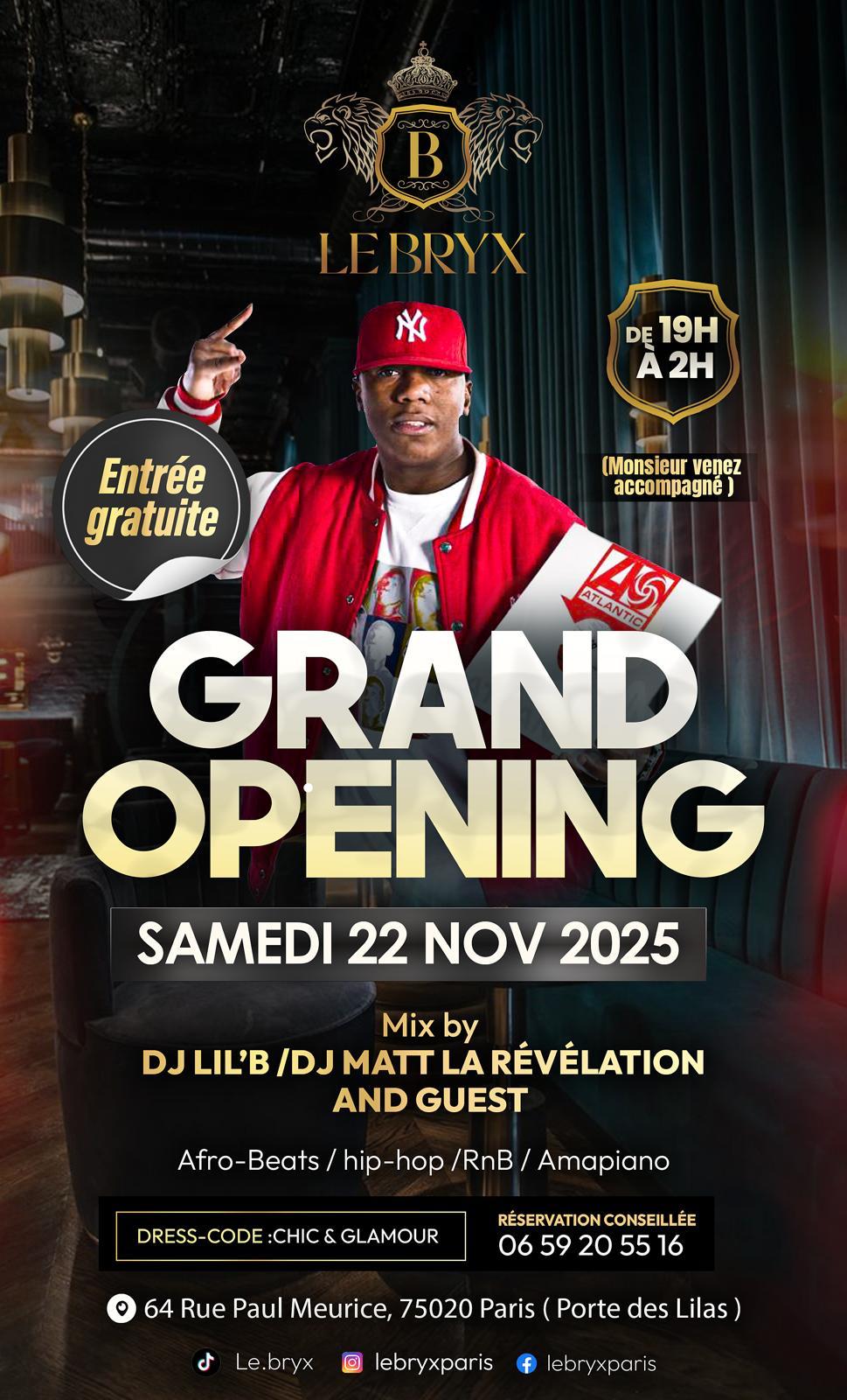 le bryx grand opening flyer